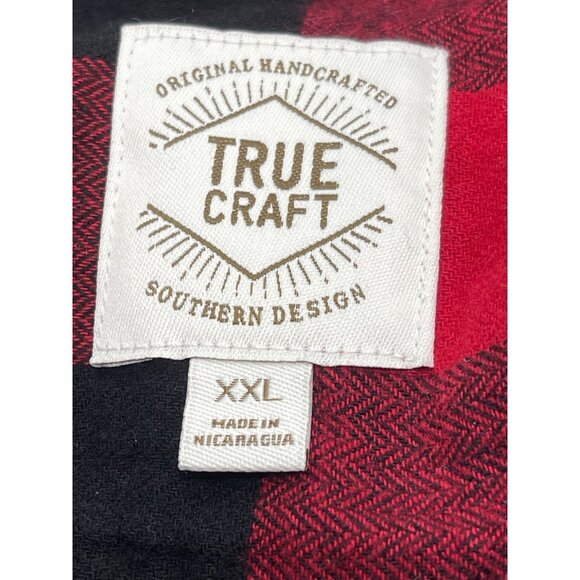 True Craft XXL Red & Black Buffalo Plaid Long Sleeve Button-Up Shirt 100% Cotton - Picture 3 of 8